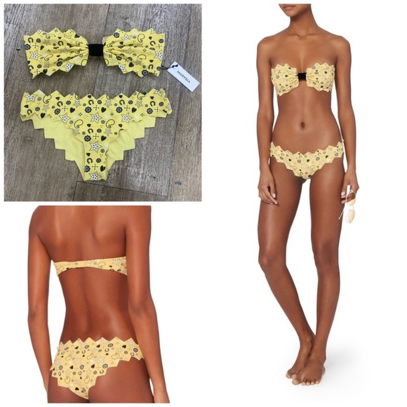 Marysia Honolulu Strapless Zig Zag Bikini Set in Banana Bandana size large